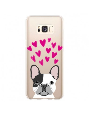 Coque Samsung S8 Plus Bulldog Français Coeurs Chien Transparente - Pet Friendly
