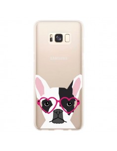 Coque Samsung S8 Plus Bulldog Français Lunettes Coeurs...