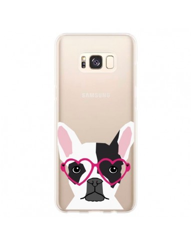 Coque Samsung S8 Plus Bulldog Français Lunettes Coeurs Chien Transparente - Pet Friendly