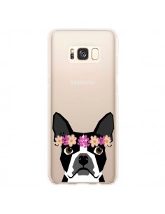 Coque Samsung S8 Plus Boston Terrier Fleurs Chien...