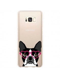 Coque Samsung S8 Plus Boston Terrier Lunettes Coeurs...