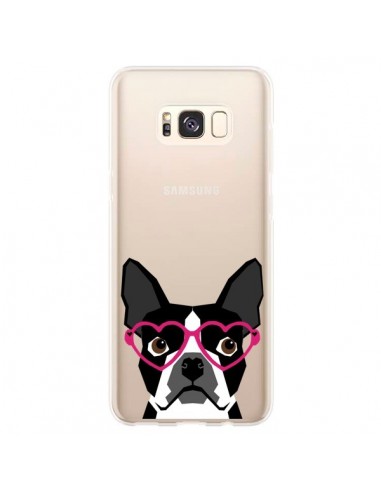 Coque Samsung S8 Plus Boston Terrier Lunettes Coeurs Chien Transparente - Pet Friendly