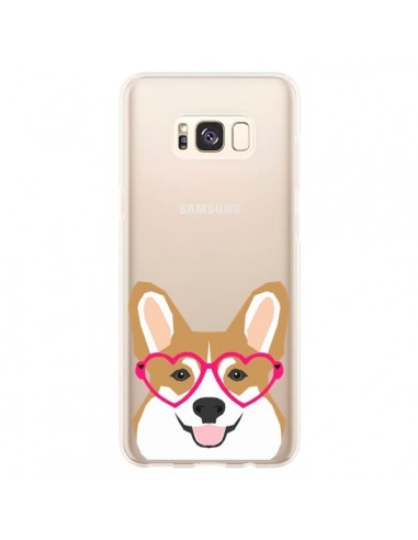 Coque Samsung S8 Plus Chien Marrant Lunettes Coeurs Transparente - Pet Friendly