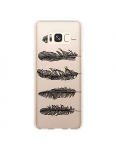 Coque Samsung S8 Plus Plume Feather Noir Transparente -...