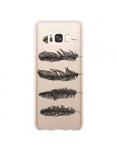 Coque Samsung S8 Plus Plume Feather Noir Transparente - Rachel Caldwell