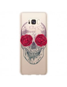 Coque Samsung S8 Plus Tête de Mort Rose Fleurs...