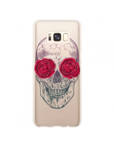 Coque Samsung S8 Plus Tête de Mort Rose Fleurs Transparente - Rachel Caldwell