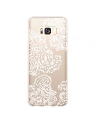Coque Samsung S8 Plus Lacey Paisley Mandala Blanc Fleur Transparente - Sylvia Cook