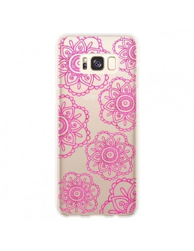 Coque Samsung S8 Plus Pink Doodle Flower Mandala Rose Fleur Transparente - Sylvia Cook