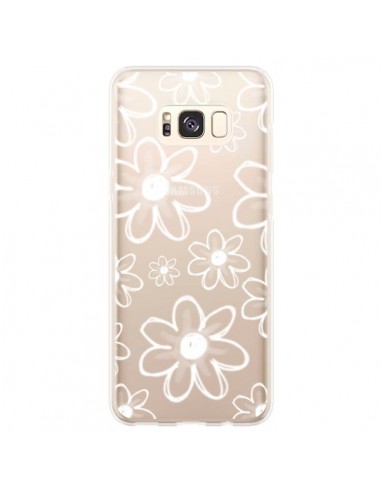 Coque Samsung S8 Plus Mandala Blanc White Flower Transparente - Sylvia Cook