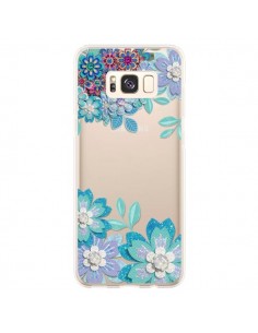 Coque Samsung S8 Plus Winter Flower Bleu, Fleurs d'Hiver...