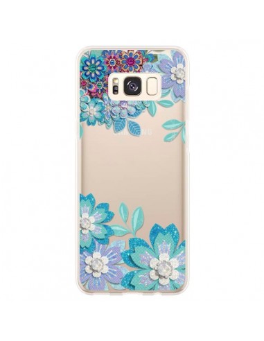 Coque Samsung S8 Plus Winter Flower Bleu, Fleurs d'Hiver Transparente - Sylvia Cook
