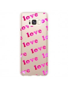 Coque Samsung S8 Plus Pink Love Rose Transparente -...