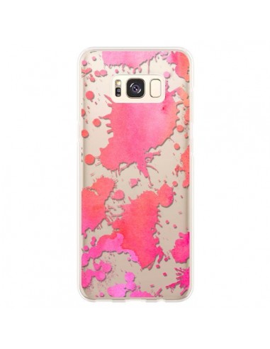 Coque Samsung S8 Plus Watercolor Splash Taches Rose Orange Transparente - Sylvia Cook