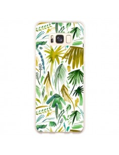 Coque Samsung S8 Plus Brushstrokes Tropical Palms Green -...