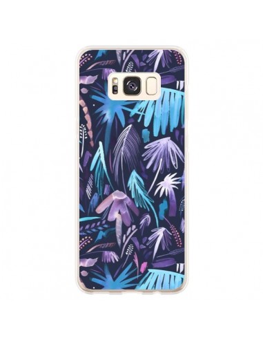 Coque Samsung S8 Plus Brushstrokes Tropical Palms Navy - Ninola Design