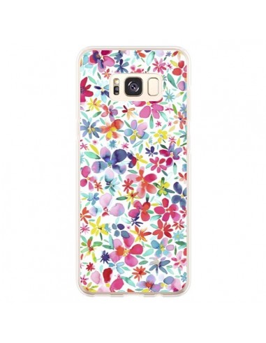 Coque Samsung S8 Plus Colorful Flowers Petals Blue - Ninola Design