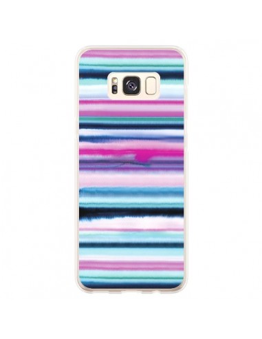 Coque Samsung S8 Plus Degrade Stripes Watercolor Pink - Ninola Design