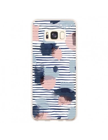 Coque Samsung S8 Plus Watercolor Stains Stripes Navy - Ninola Design