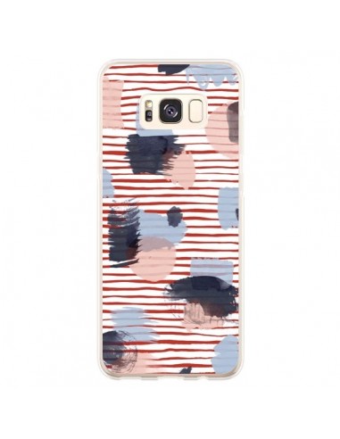 Coque Samsung S8 Plus Watercolor Stains Stripes Red - Ninola Design