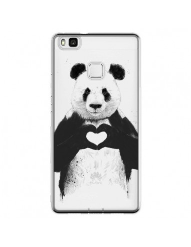 Coque Huawei P9 Lite Panda All You Need Is Love Transparente - Balazs Solti