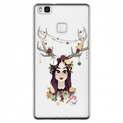 Coque Huawei P9 Lite Christmas Girl Femme Noel Bois Cerf...