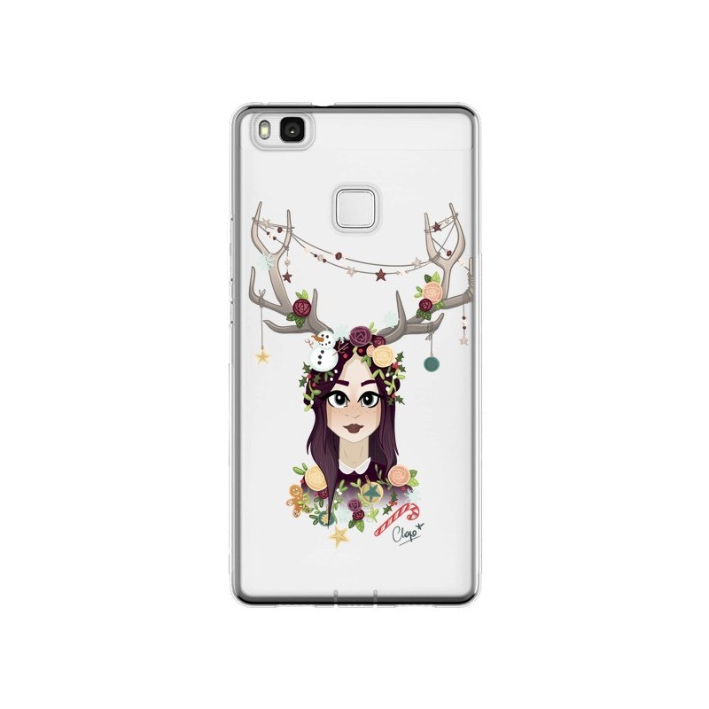 Coque Huawei P9 Lite Christmas Girl Femme Noel Bois Cerf Transparente - Chapo