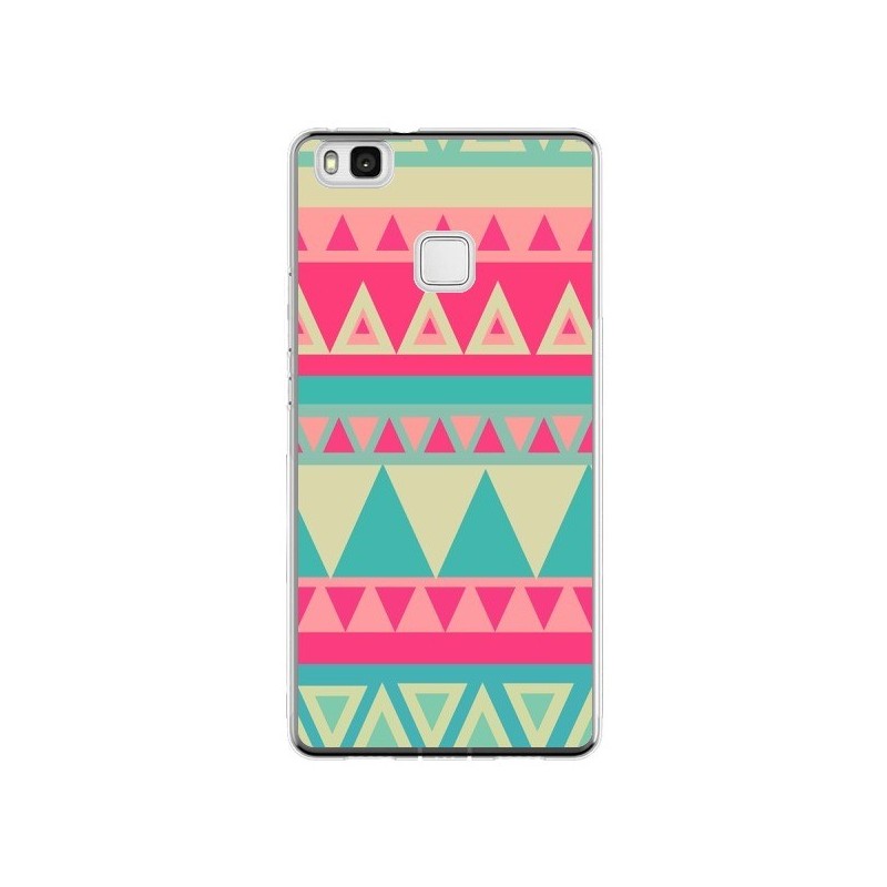 Coque Huawei P9 Lite Azteque Rose Vert - Eleaxart