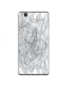 Coque Huawei P9 Lite Courbes Meandre Blanc Noir -  Léa...
