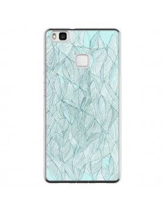 Coque Huawei P9 Lite Courbes Meandre Bleu Vert Nuageux -...