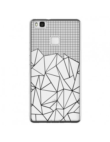 Coque Huawei P9 Lite Lignes Grille Grid Abstract Noir Transparente - Project M