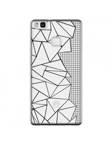 Coque Huawei P9 Lite Lignes Grilles Side Grid Abstract Noir Transparente - Project M