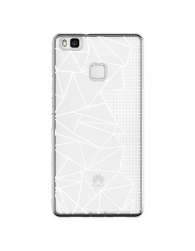 Coque Huawei P9 Lite Lignes Grilles Side Grid Abstract Blanc Transparente - Project M