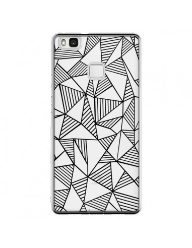 Coque Huawei P9 Lite Lignes Grilles Triangles Grid Abstract Noir Transparente - Project M