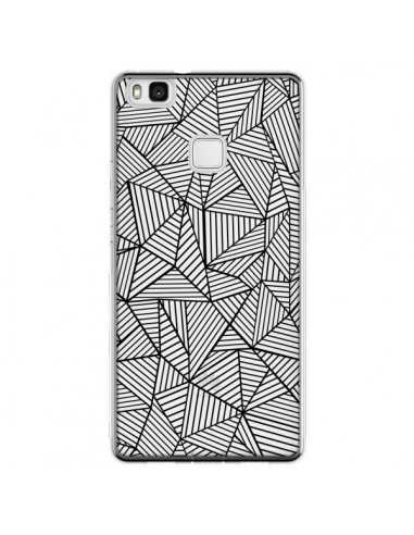 Coque Huawei P9 Lite Lignes Grilles Triangles Full Grid Abstract Noir Transparente - Project M