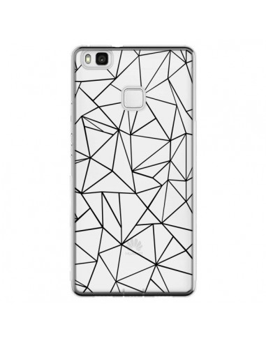 Coque Huawei P9 Lite Lignes Triangles Grid Abstract Noir Transparente - Project M