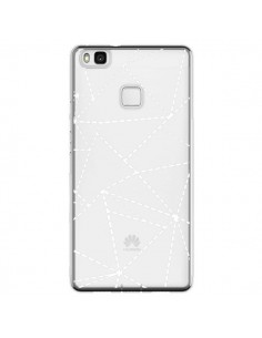 Coque Huawei P9 Lite Lignes Points Abstract Blanc...