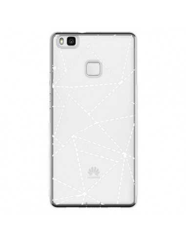 Coque Huawei P9 Lite Lignes Points Abstract Blanc Transparente - Project M