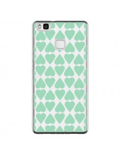 Coque Huawei P9 Lite Coeurs Heart Mint Bleu Vert...