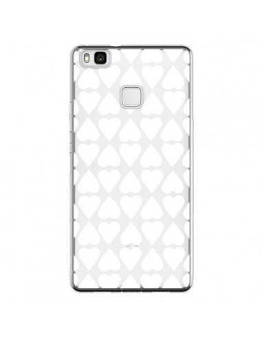 Coque Huawei P9 Lite Coeurs Heart Blanc Transparente - Project M