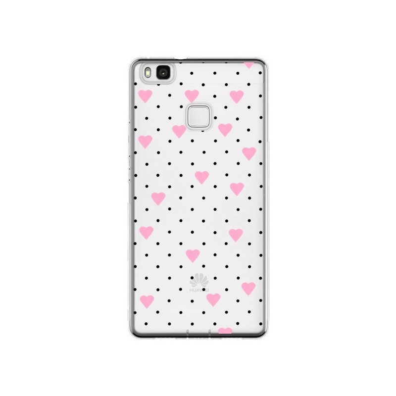 Coque Huawei P9 Lite Point Coeur Rose Pin Point Heart Transparente - Project M