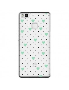 Coque Huawei P9 Lite Point Coeur Mint Bleu Vert Pin Point...