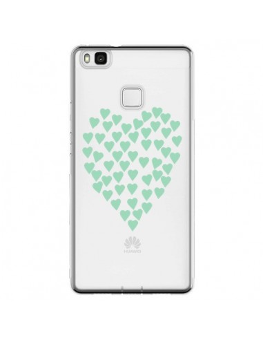 Coque Huawei P9 Lite Coeurs Heart Love Mint Bleu Vert Transparente - Project M