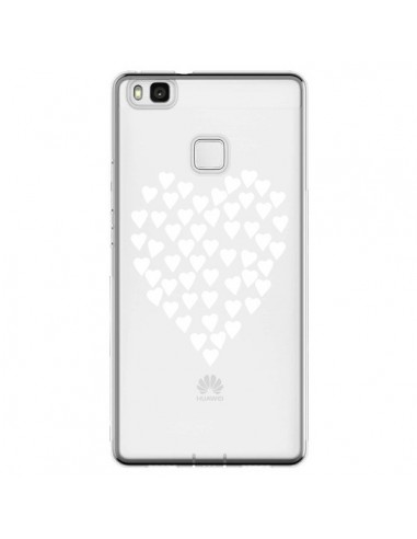 Coque Huawei P9 Lite Coeurs Heart Love Blanc Transparente - Project M