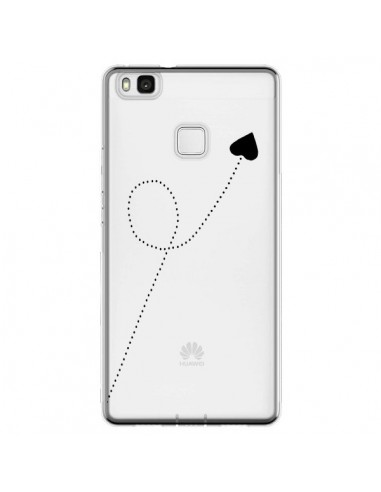 Coque Huawei P9 Lite Travel to your Heart Noir Voyage Coeur Transparente - Project M