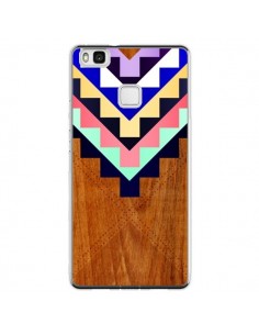 Coque Huawei P9 Lite Wooden Tribal Bois Azteque Aztec...