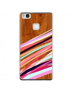 Coque Huawei P9 Lite Wooden Waves Coral Bois Azteque...
