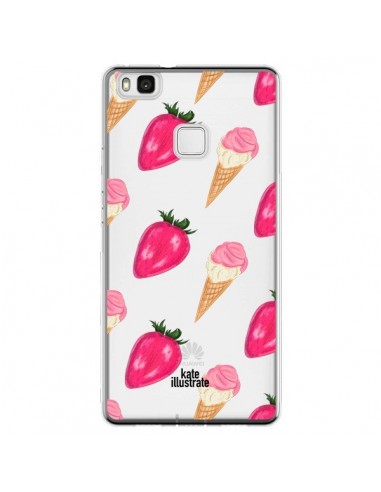 Coque Huawei P9 Lite Strawberry Ice Cream Fraise Glace Transparente - kateillustrate