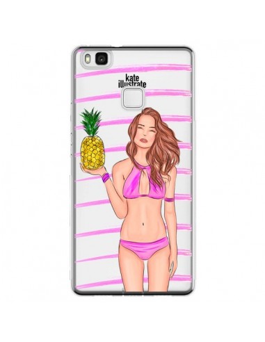 Coque Huawei P9 Lite Malibu Ananas Plage Ete Rose Transparente - kateillustrate