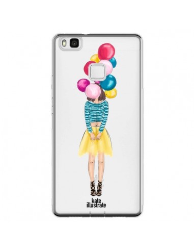 Coque Huawei P9 Lite Girls Balloons Ballons Fille Transparente - kateillustrate